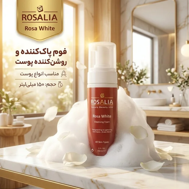 فوم پاک‌کننده و روشن‌کننده پوست رزالیا مدل Rosa White حجم 150 میلی‌لیتر 102255231